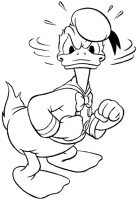 Een kleurplaat van  donald duck